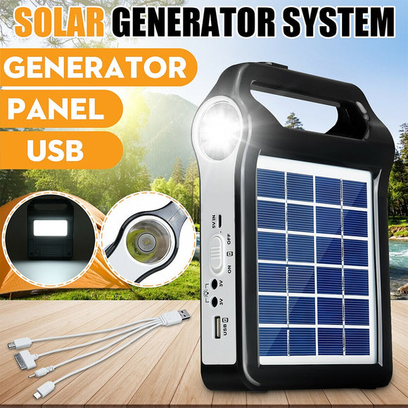 Portable 6V Rechargeable Solar Panel Power Storage Generator System USB Charger With Lamp Lighting