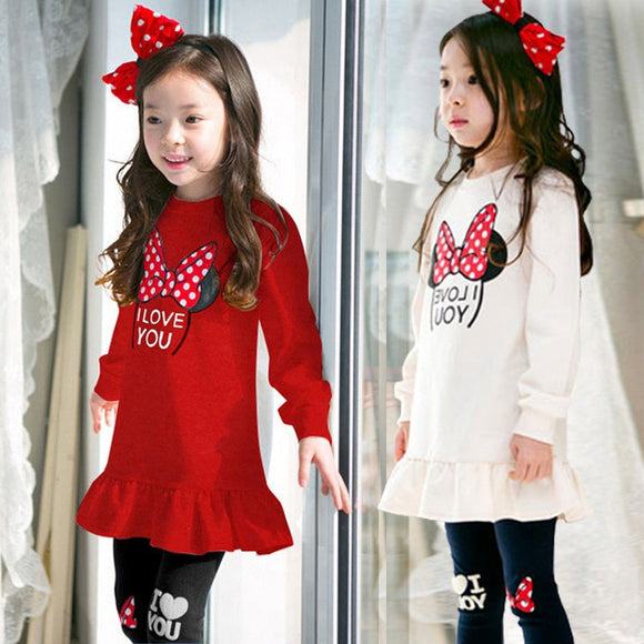 Young Girls Clothes New Cartoon Cotton Children Clothing Set Long Sleeve Shirts Legging 2pcs Kids Suits for Girls