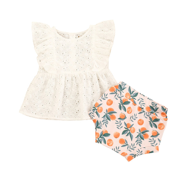 Summer Infant Baby Girls Two-piece Clothes  Floral Print Shorts Set