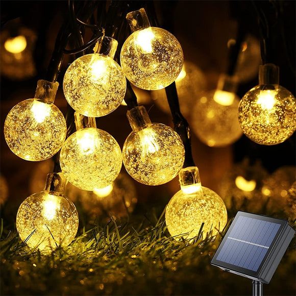 Solar String Lights Outdoor Crystal Globe  Waterproof