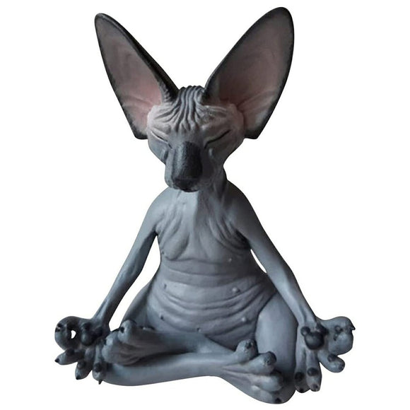 Cat With Sphinx Collectible Figurines Handmade Decor Yoga Relaxed Meditation Cat Statue For Home Office