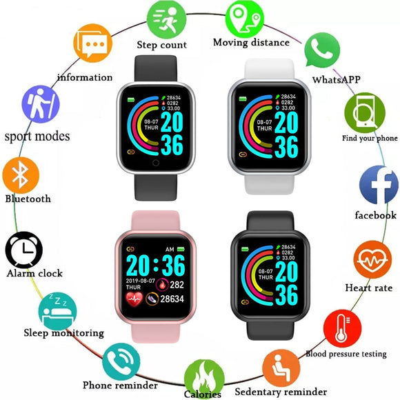 Smart Watch Men Waterproof Sport Watch Fitness Tracker Blood Pressure Heart Rate For Android