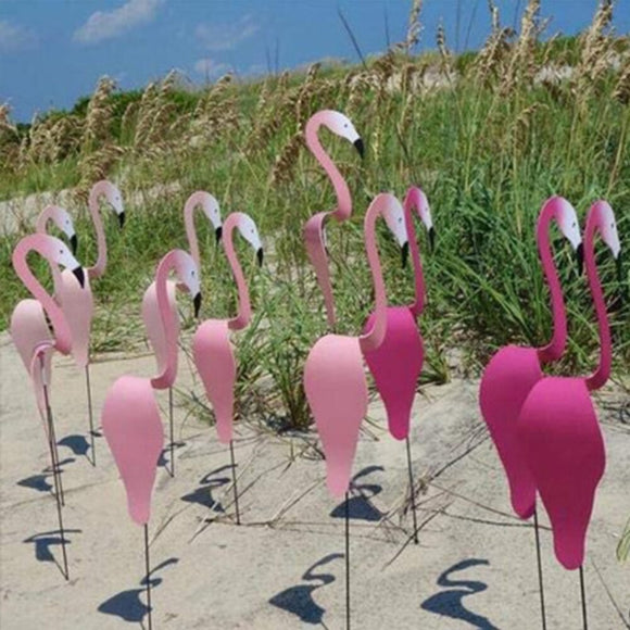 40CM 3D Garden Flamingo Decoration Colorful Swirl Birds Move With The Wind Outdoor Yard