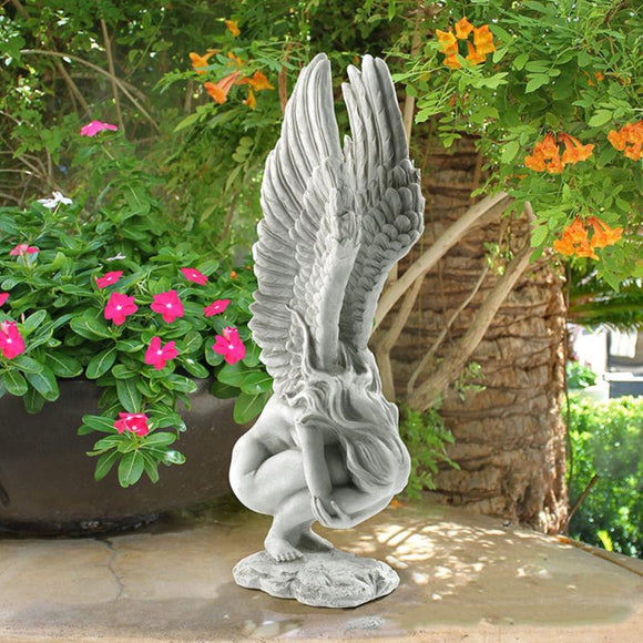 Vintage Angel Memorial Redemption Statue Handicraft Resin Angel Wings Sculpture Outdoor Garden Figurine Crafts Decoration